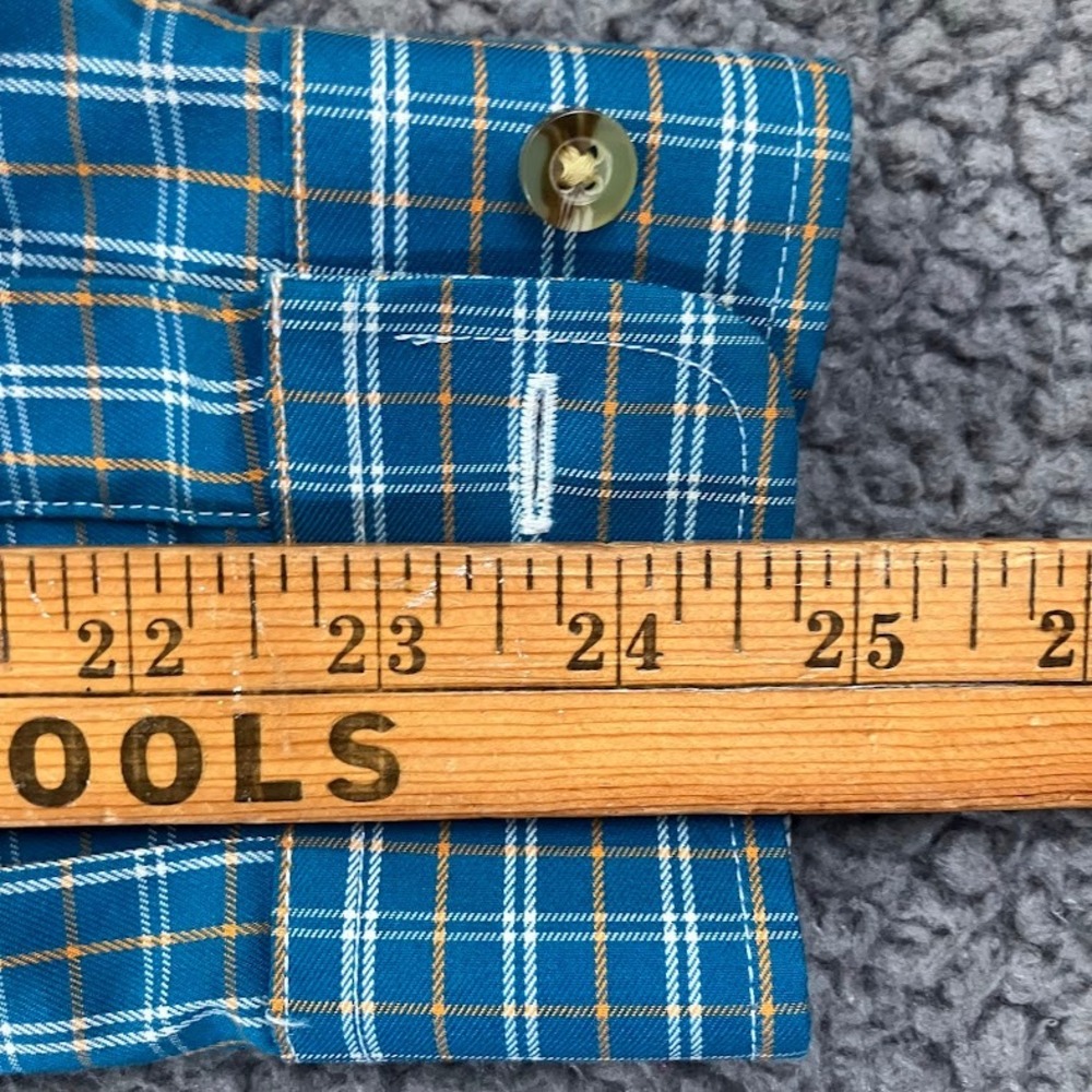 LL‎ Bean Mens Large Traditional Fit Plaid Button Down Shirt Blue Orange - Picture 7 of 15